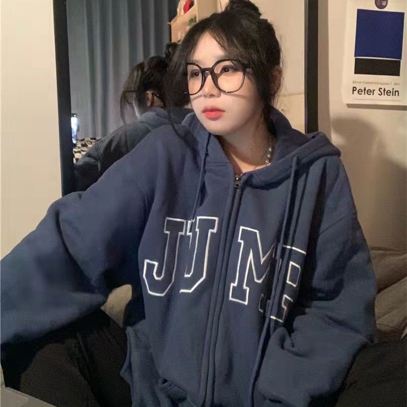 Áo hoodie zip kéo khóa nam nữ UNISEX Fom rộng in chữ JUMP- Áo khoác thu đông nam nữ dài tay có mũ hoodie chất bo tăm hàn