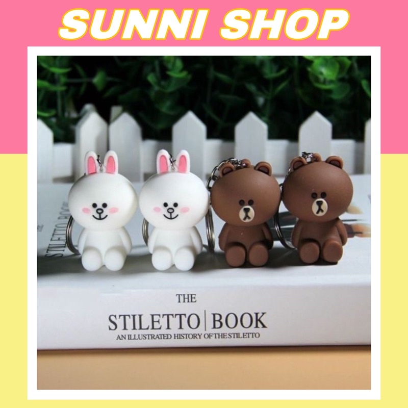 [Mã 11LSSALE giảm 100% đơn 50k] Móc Khóa Thỏ Cony Và Gấu Brown (cao su)