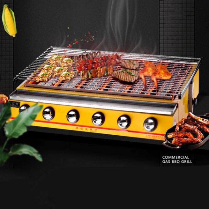 Bếp nướng BBQ bằng gas 6 họng 6 đầu đốt dài ET-K333