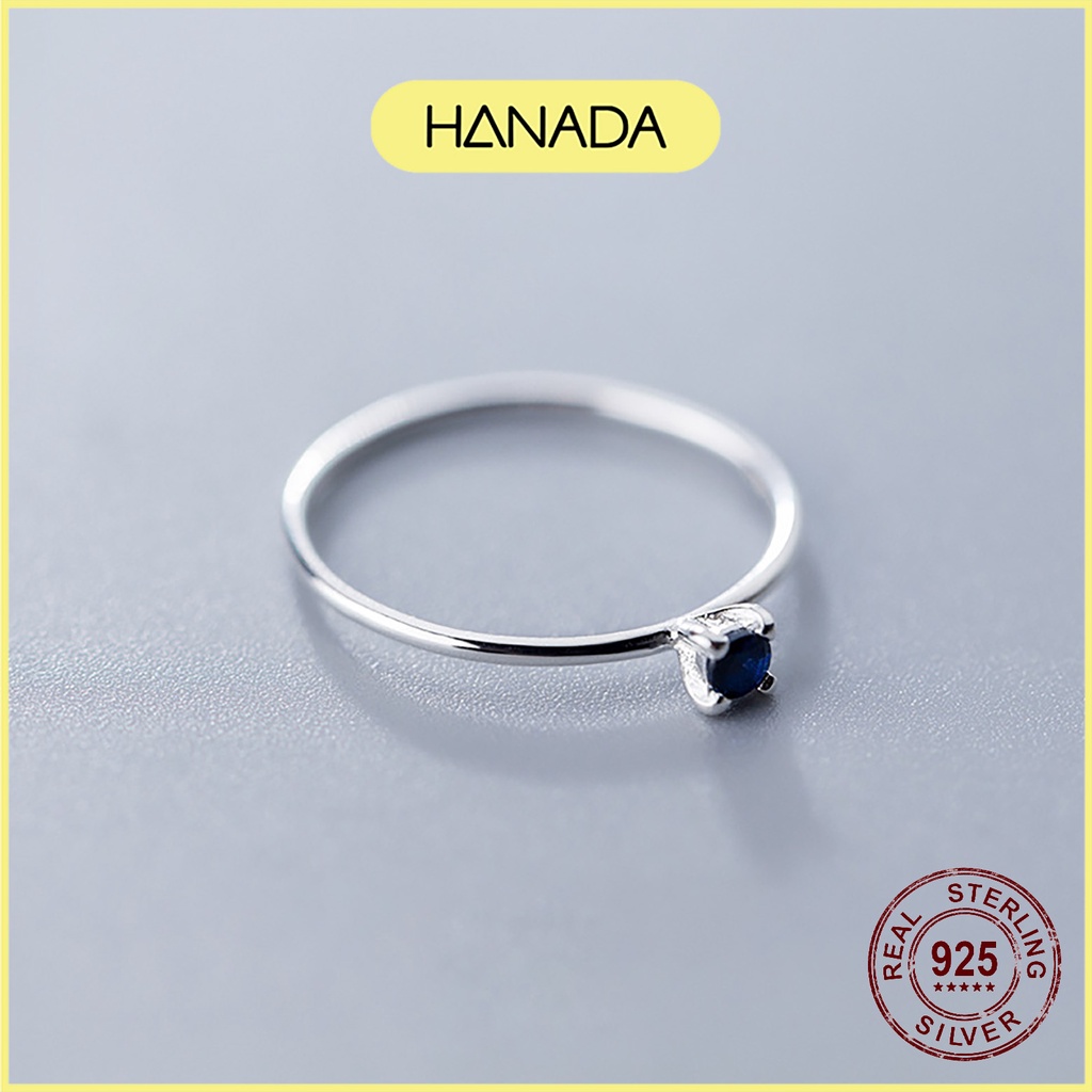 Nhẫn Bạc 925 Hanada N1234.R.1.B.160.0640 Đá Xanh