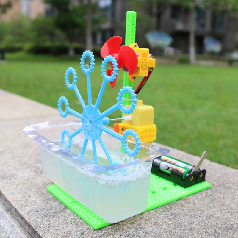 INN Automatic Bubble Maker Blower Machine Toy Children Assemble Puzzle Bathing Toys Outdoor Activity Kids Early Educational Gift