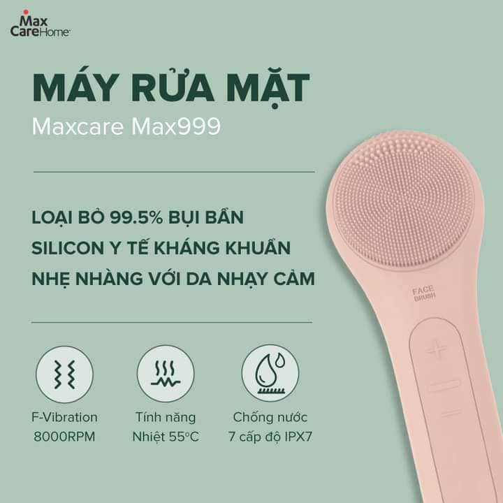 Máy rửa mặt mini cầm tay MAXCARE MAX999 chính hãng massage làm sạch sâu ngừa mụn cho da dầu mụn nhạy cảm khô mat xa