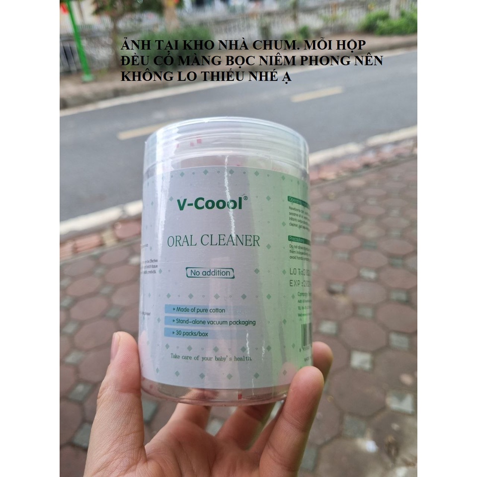 Hộp 30 Rơ lưỡi vệ sinh cho bé Tưa lưỡi V-cool que giấy thân gạc vệ sinh răng miệng cho bé C5