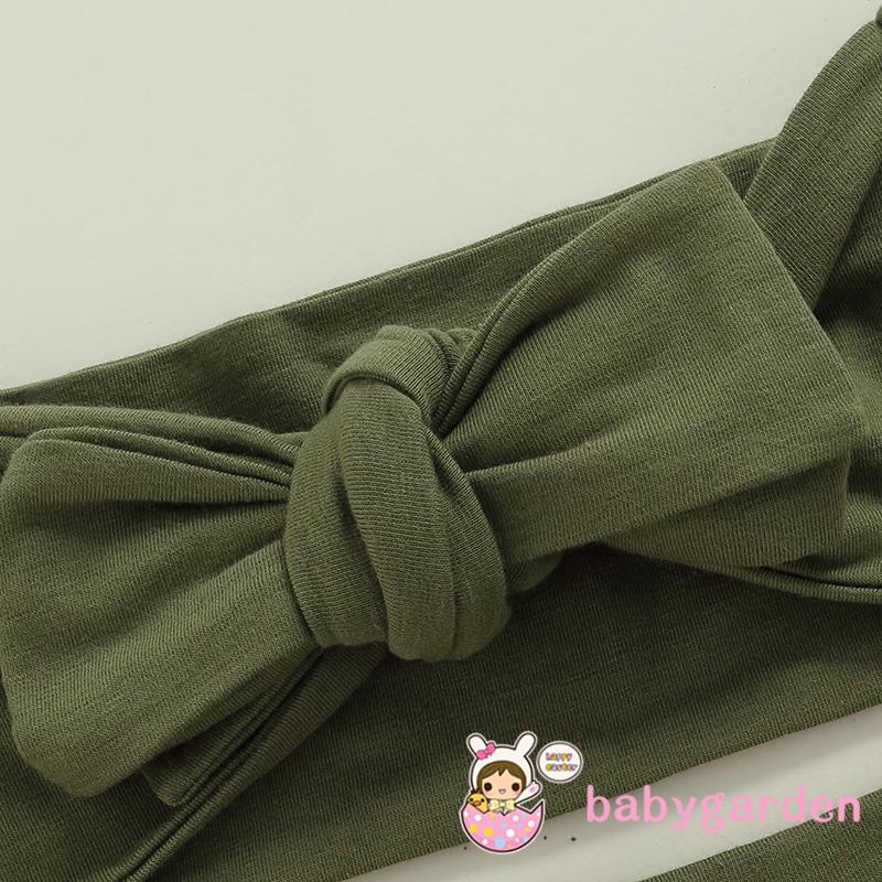 Set đồ 2 món áo croptop trễ vai thắt nơ + quần ống loe màu trơn cho bé gái