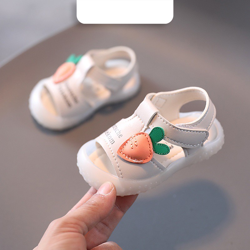 Giày Sandal Cho Bé Gái Bé Trai Tập Đi Hình Cà Rốt Có Mũi Bảo Vệ Ngón Chân, Chống Trượt SD01