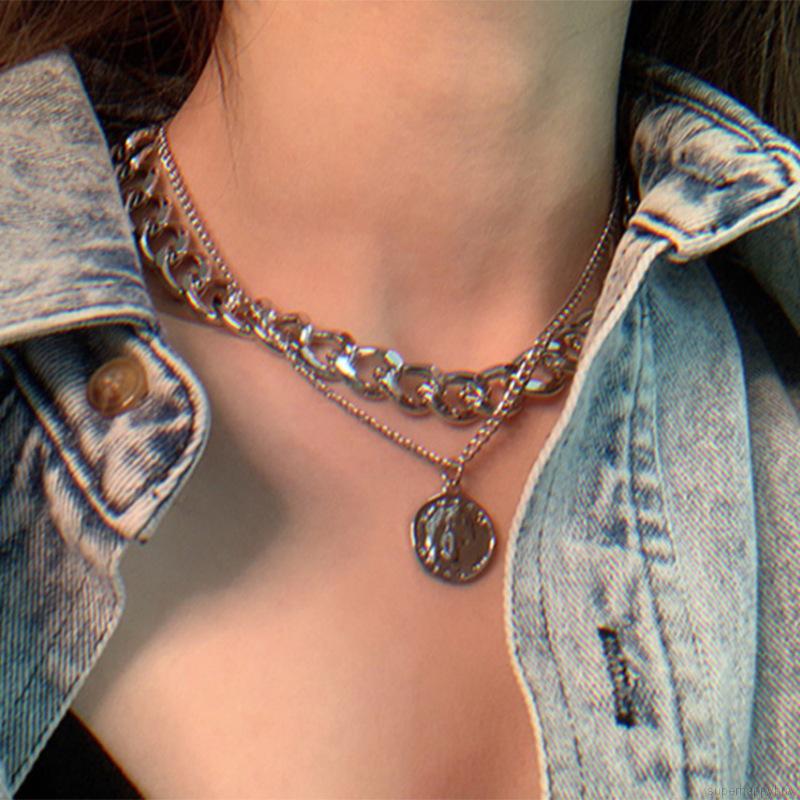 Dây chuyền hai lớp phong cách Hip Hop cổ điển hợp thời trang dày dặn