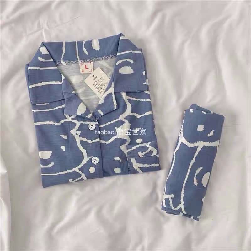 Đồ ngủ pijama bộ ngủ bò sữa nữ cộc tay mùa hè, pijama lụa kate dễ thương,Bộ Đồ Ngủ Cute Cho Nữ
