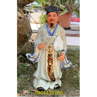 Tượng khổng minh h19cm men rạn gốm sứ Bát Tràng