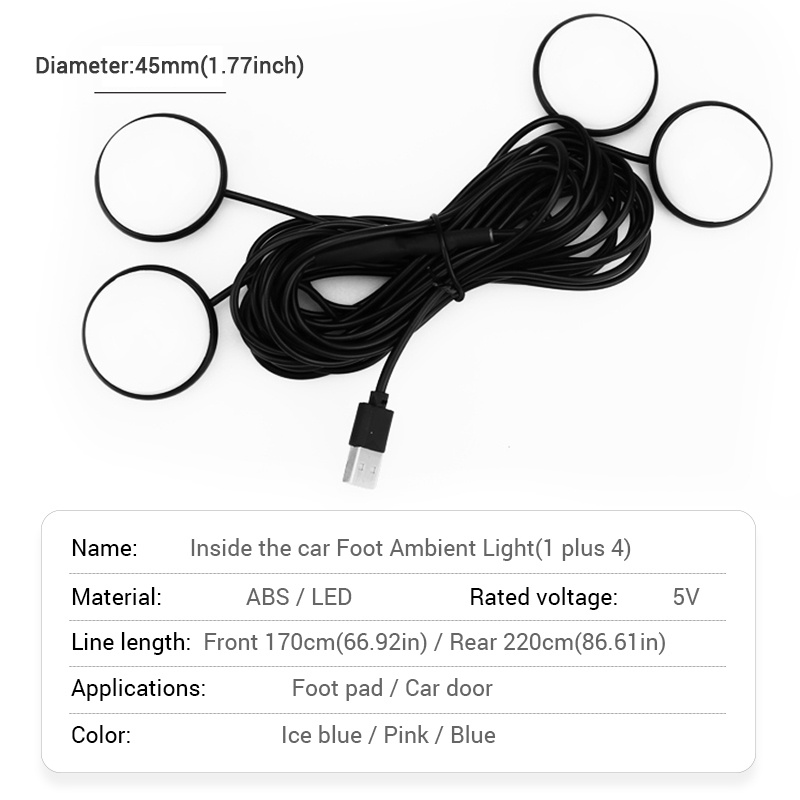 Đèn LED USB 4 Trong 1 Tạo Không Khí Cho Nội Thất Xe Hơi Tiện Dụng