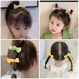 Set 2 dây cột tóc nơ vải màu kẹo