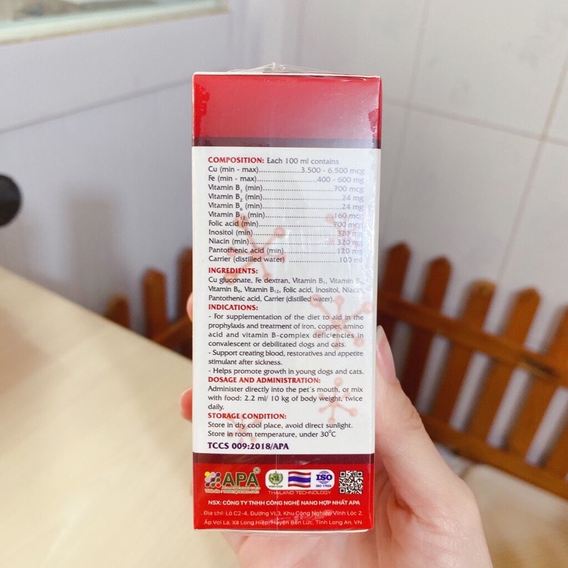 Vitamin Bổ Máu, Phục Hồi Sau Ốm, Kích Thích Tiêu Hoá Thèm Ăn Cho Chó Mèo