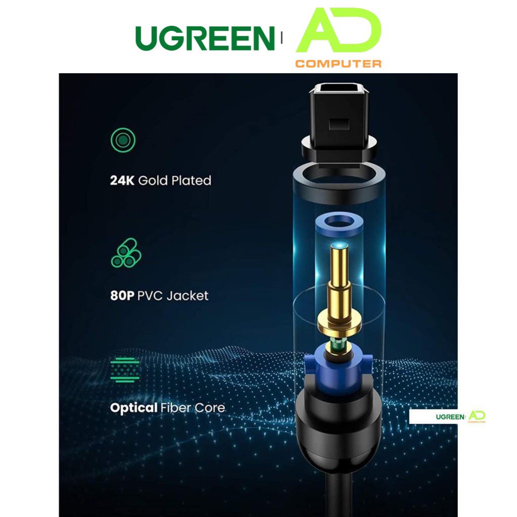 Cáp audio quang Toslink Optical hỗ trợ âm thanh 5.1/ 7.1 dài 1-3m UGREEN 70890 - Hàng phân phối chính hãng