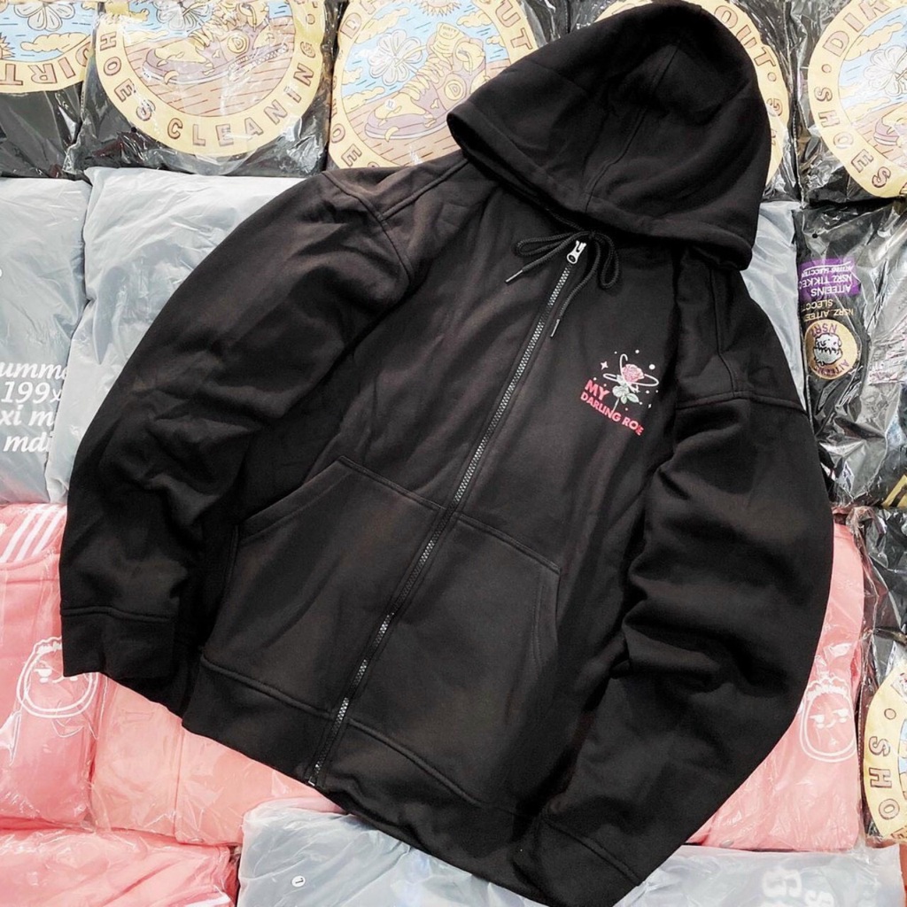 Áo Khoác Nỉ Hoodie Bông PINK PLANTE ROSE Dây Kéo Form Rộng Unisex Nam Nữ Phong Cách Hàn Quốc Ullzang KUN