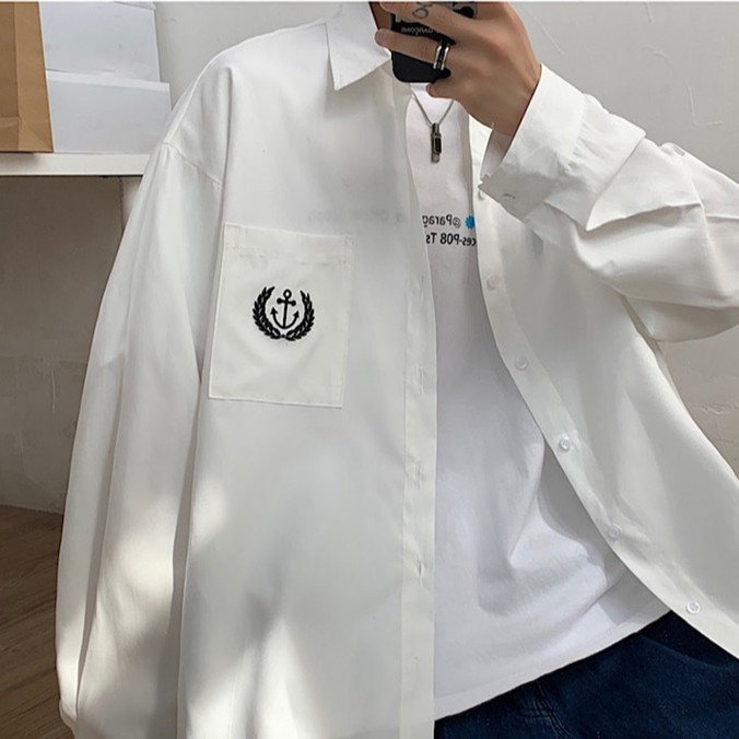 Áo sơ mi tay dài dáng rộng thời trang unisex simple bigsize thời trang phong cách Hàn Quốc