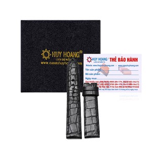 Dây đồng hồ da cá sấu huy hoàng màu đen hf8201