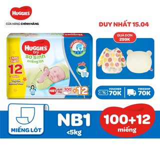Miếng lót Sơ Sinh Huggies NB1 100 miếng - NB 1 100 (gói 100 miếng) + Tặng 12 miếng