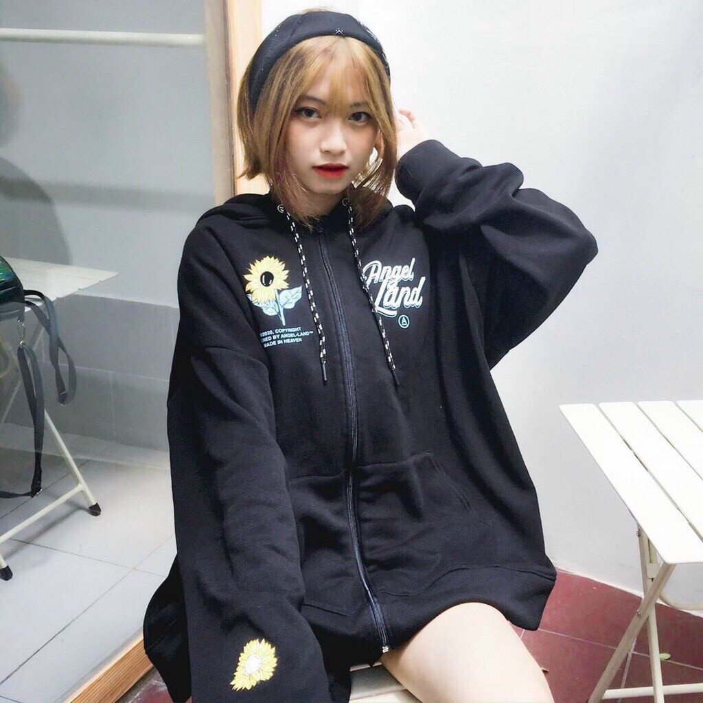 Áo hoodies form unisex ANGEL LAND/ Áo Khoác Hoodie Dây Kéo Angel Land Nam Nữ Liên hệ mua hàng 084.209.1989