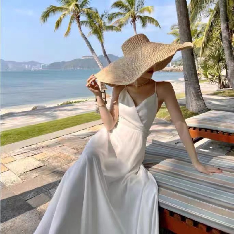 Đầm Cổ Chữ V Thiết Kế Mới Thời Trang Mùa Hè Theo Phong Cách Pháp Cho Nữ