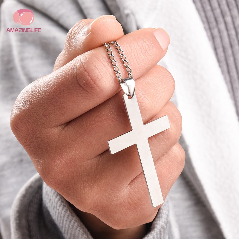 Vòng cổ Bằng Thép Không Gỉ Mặt Thánh Giá Thời Trang Cá Tính Cho Nam