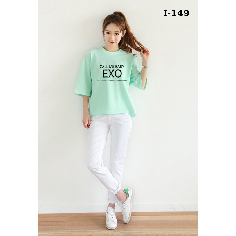 (XẢ KHO) Áo thun nữ tay lỡ form rộng Hàn Quốc Call me baby EXO vải dày mịn