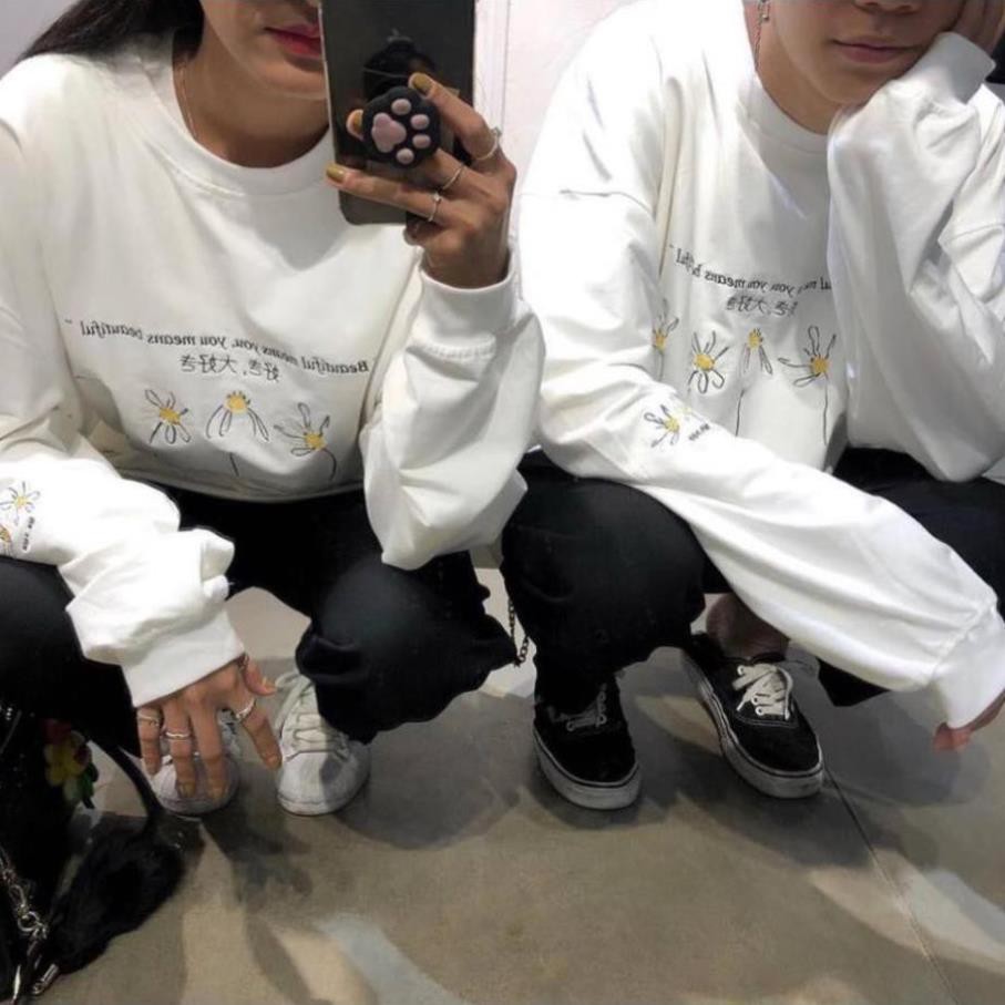 Áo Sweater DAISY'S CRUSH Thêu Hoa TRẮNG UNISEX