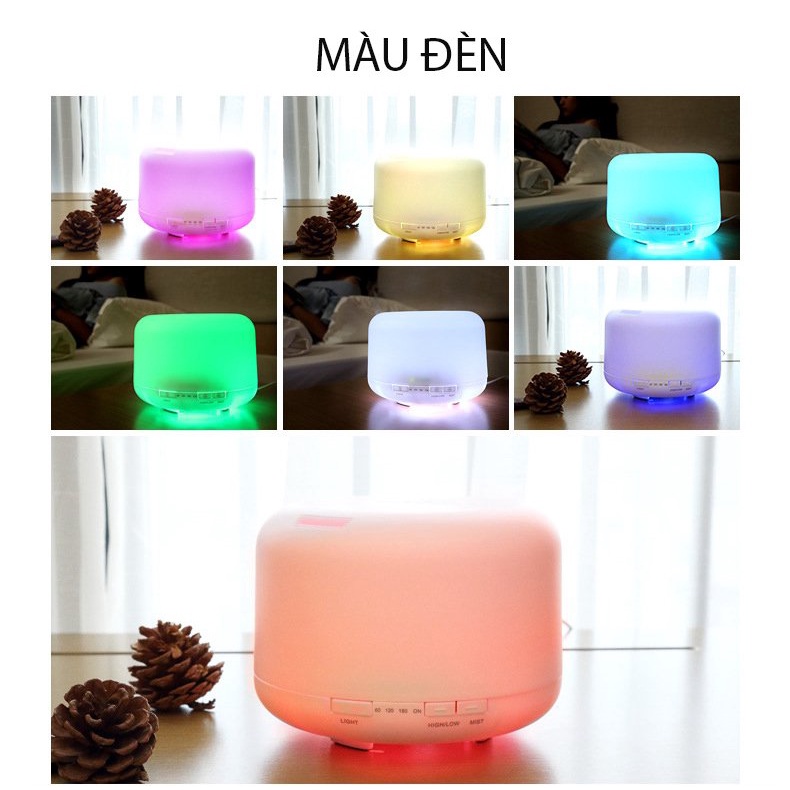 Máy Xông Tinh Dầu Dung Tích Lớn 500ml Tích Hợp Đèn Led 7 Màu Trang Trí Và Đèn Ngủ Phòng Cực Đẹp