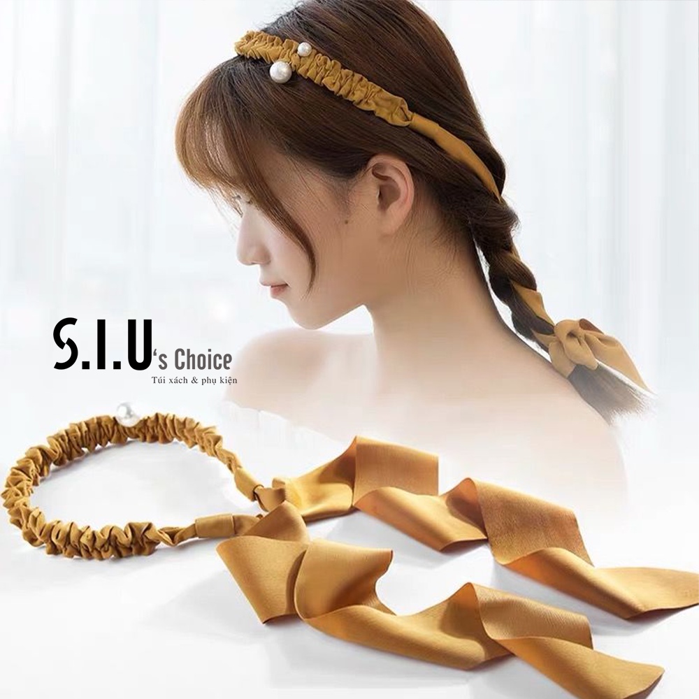 Cài tóc băng đô đính hạt dây ruy băng vải tua rua cột nơ bờm tóc bánh bèo Siu's Choice - SIUPK15
