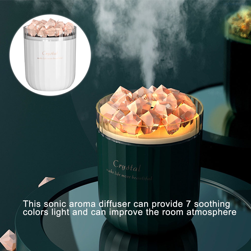 Máy tạo ẩm đèn LED phun sương tạo ẩm từ tinh thể muối khuếch tán hương thơm màu trắng thiết kế nhỏ gọn cho nhà bếp 01