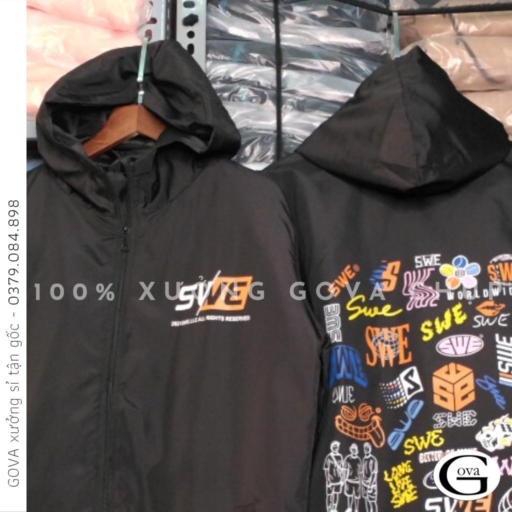 Áo khoác dù SWE LOGO nam nữ form rộng Unisex 2 lớp Chống Nắng Siêu Hot ulzzang Jacket Bomber GOVA
