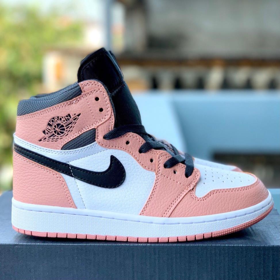 Giày Jordan Hồng cao cổ nữ, Giày Jordan 1 cổ cao màu hồng vạch đen bản đẹp dễ phối đồ, Sneaker cổ cao nữ