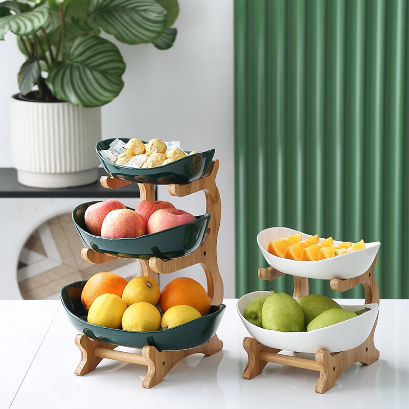 ❀⋮ Nhiều Lớp Đĩa Trái Cây Phòng Khách Gia Đình Trung Quốc Mới Kẹo Snack Khách Sạn Quầy Lễ Tân Gốm Trái Cây Sấy Khô Trái