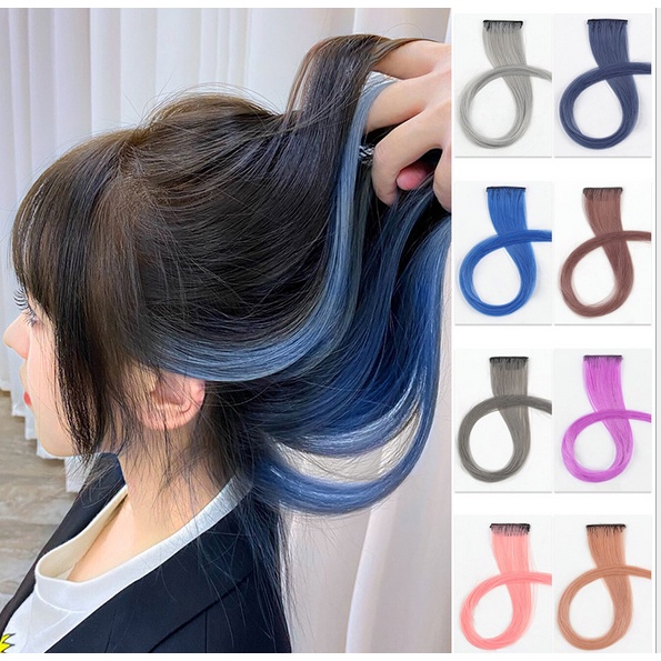 Tóc giả dạng kẹp kiểu dài thẳng nhiều màu sành điệu sợi tổng hợp chất lượng cao