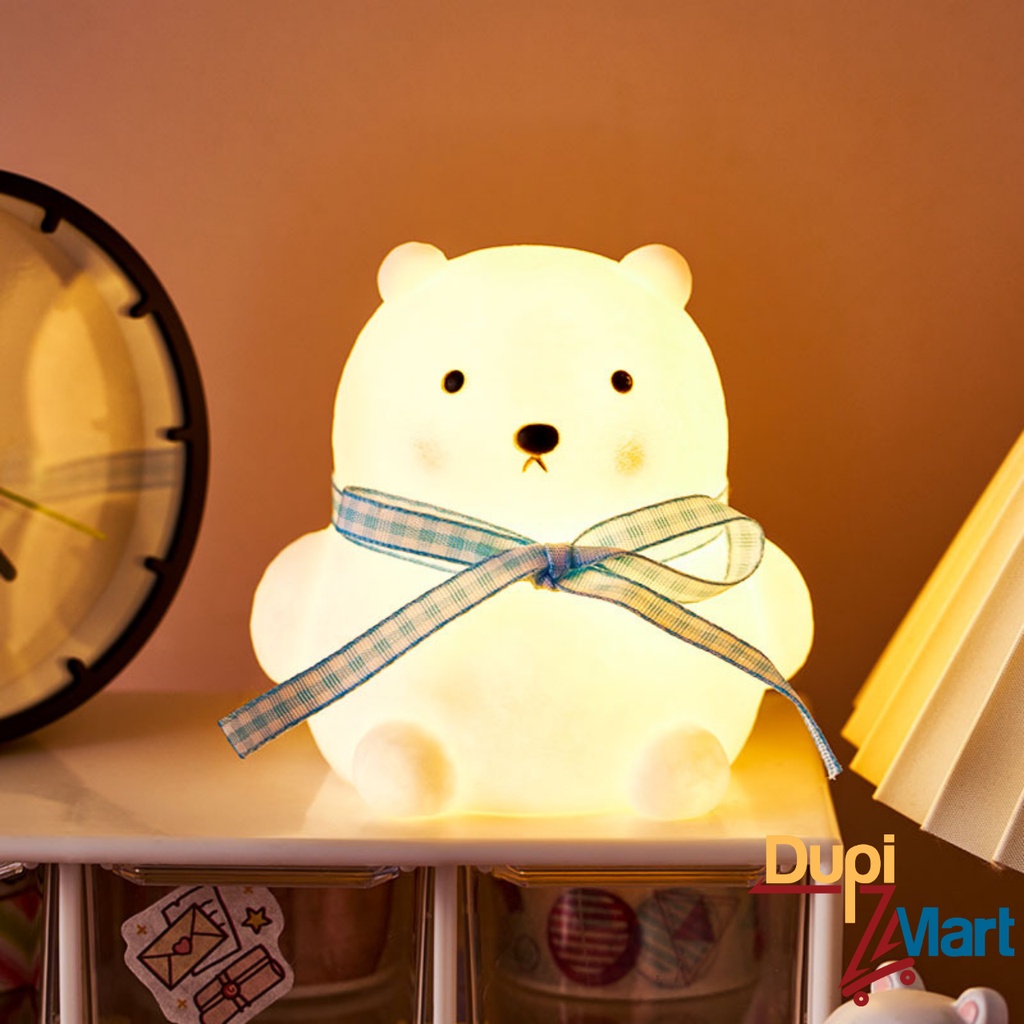 Đèn Ngủ Mini Gấu Tuyết Đeo Nơ Siêu Dễ Thương - Đèn Gấu Trang Trí Decor Nhà Cửa Phòng Ngủ - Món Quà Tặng Ý Nghĩa Cho Bé