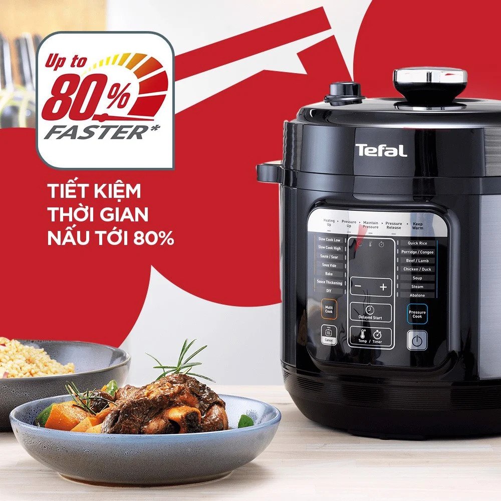 [Mã ELHA03 giảm 5% đơn 300K] [QUÀ TẶNG KẸO ALPENLIEBE ]Nồi áp suất điện đa năng Tefal Home Chef 6.0L CY601868