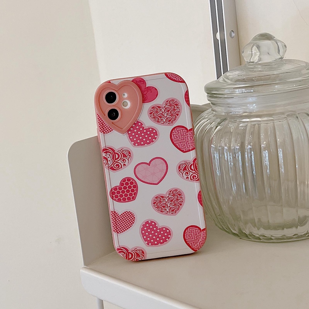 Ốp Điện Thoại Tpu Silicon Mềm Bảo Vệ Toàn Diện Chống Sốc Họa Tiết Trái Tim Màu Xanh Lá Cho iPhone 13 12 11 Pro XS Max X XR 8 7 Plus