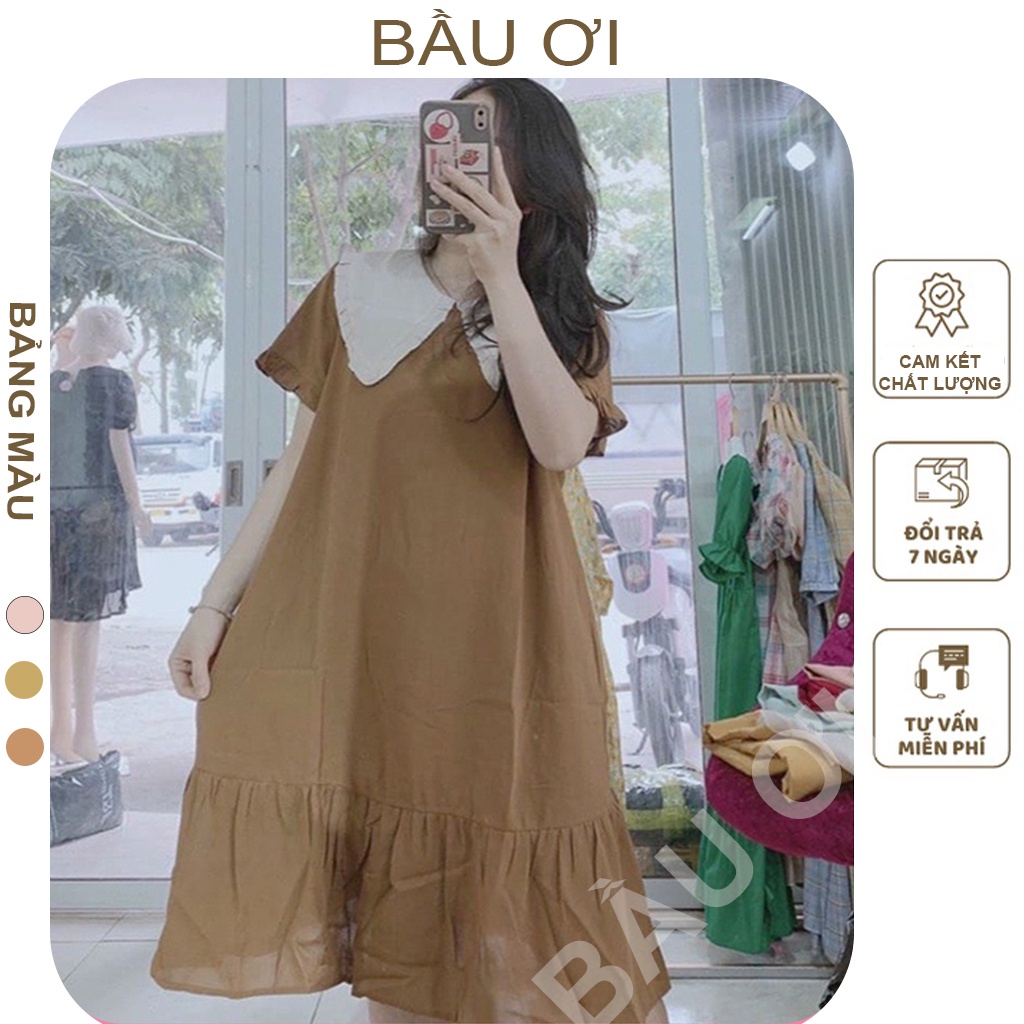 [BAUOII V25] ĐẦM BẦU CÔNG SỞ ĐẸP CỔ BÈO CHẤT MỀM THOÁNG MÁT - VÁY BẦU HÀNG THIẾT KẾ MẶC ĐI LÀM ĐI CHƠI ĐỂU XINH