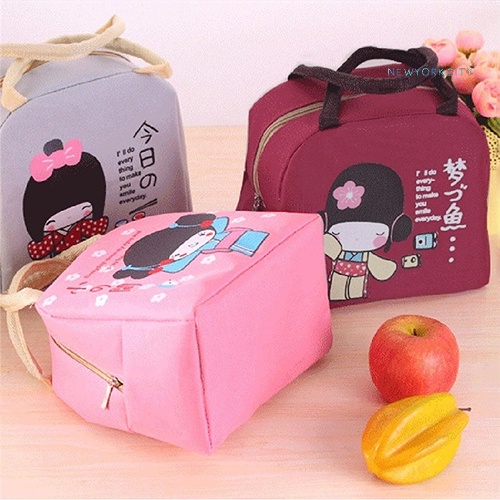Túi Đựng Hộp Cơm Cách Nhiệt Chống Thấm Nước In Họa Tiết Hoạt Hình Kiểu Nhật Bản Dễ Thương