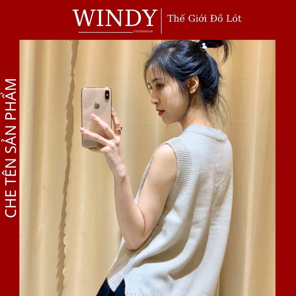 Áo Len Gile Nữ Cổ Tim Xẻ Tà Lệch Vạt Chất Lông Cừu Ấm Thời Trang Thu Đông Windy Secret