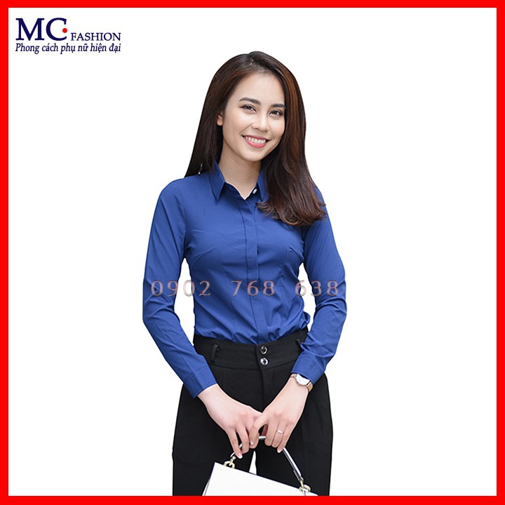 Áo sơ mi nữ công sở tím than dài tay mc fashion a198