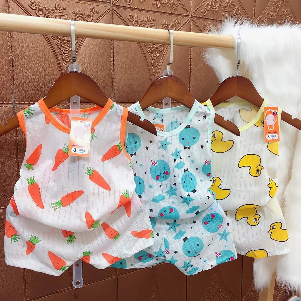 BỘ BA LỖ COTTON GIẤY CHO BÉ 4-16KG