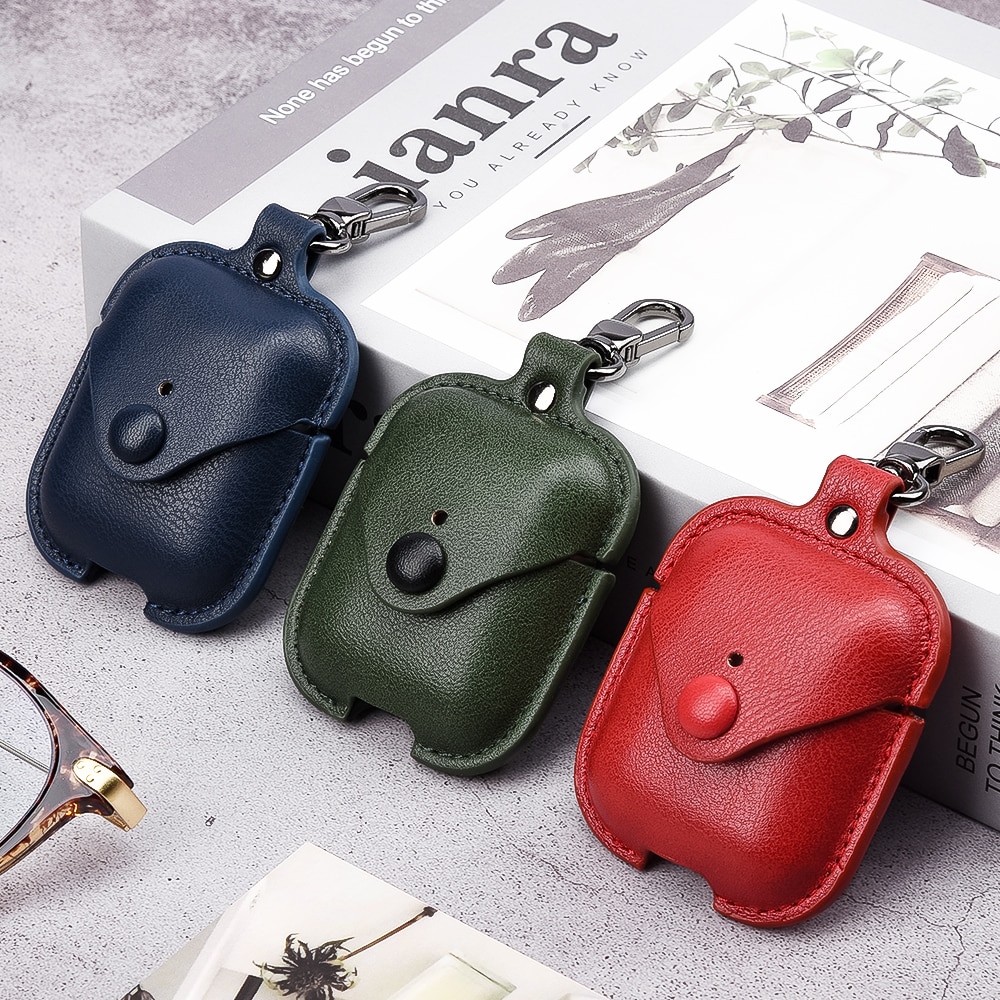 Bao Da Mềm Sang Trọng Có Móc Khóa Cho Airpods 1 / 2 Pro