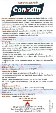 GEL KHÔ RỬA TAY SÁT KHUẨN CONADIN