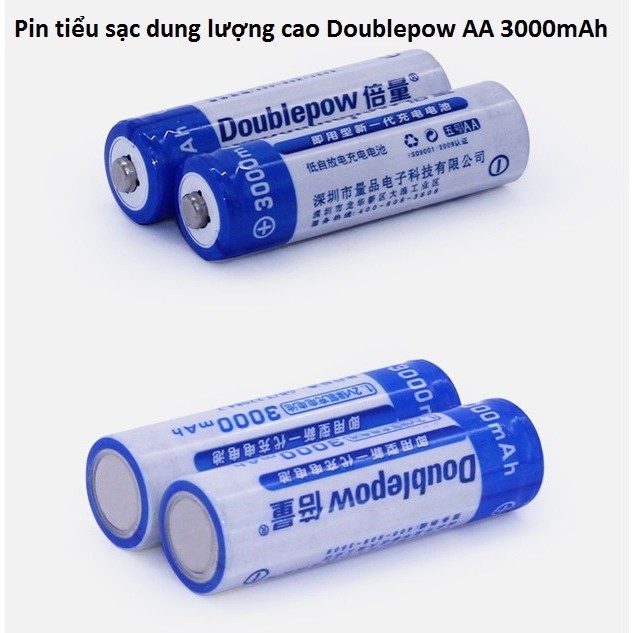 Bộ 4 viên pin tiểu sạc Doublepow AA 3000mAh chuyên Mic karaoke ,máy đo huyết áp,đồ chơi...