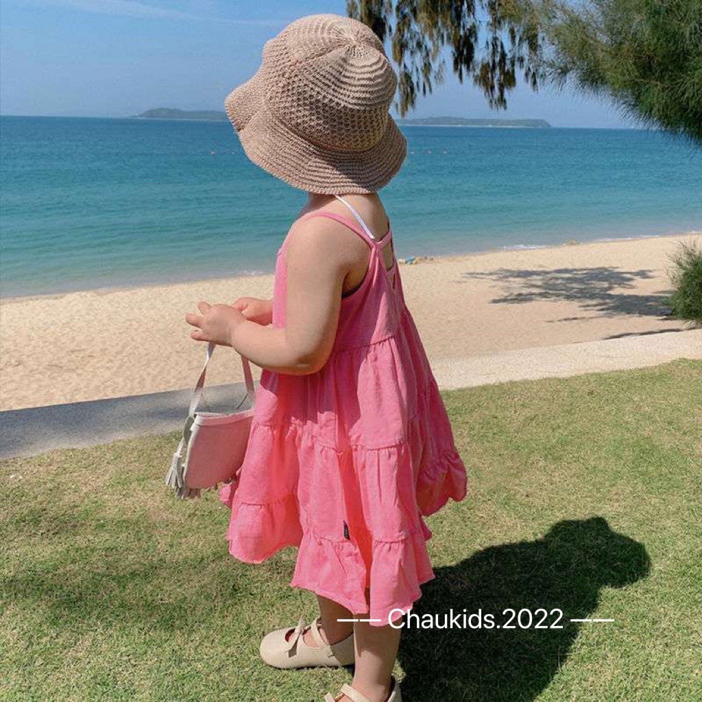 Váy maxi đi biển, váy maxi chất cotton đũi 4 màu siêu đẹp cho bé