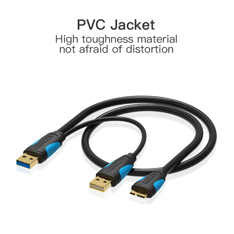 Vention Micro USB 3.0 Dual USB With Power Supply Cable Male To Male 5Gbps Data Sync For Phone | BigBuy360 - bigbuy360.vn