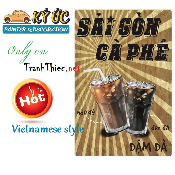 Tranh thiếc vintage tranh trí quán cafe 20x30cm phong cách cổ điển giá xưởng