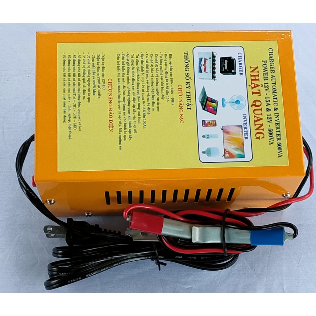 Máy sạc bình ắc quy 12v tự động  và đảo điện 12vDC ra 220v AC