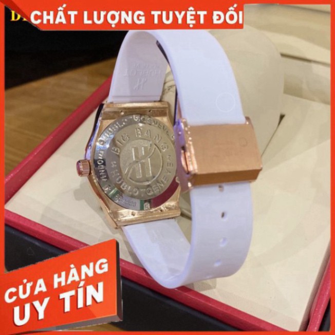 (Hublot hương vani)  Đồng hồ nữ Hublot mặt tròn 36mm đính đá dây silicon thơm DHN601 -Hublot.dongho