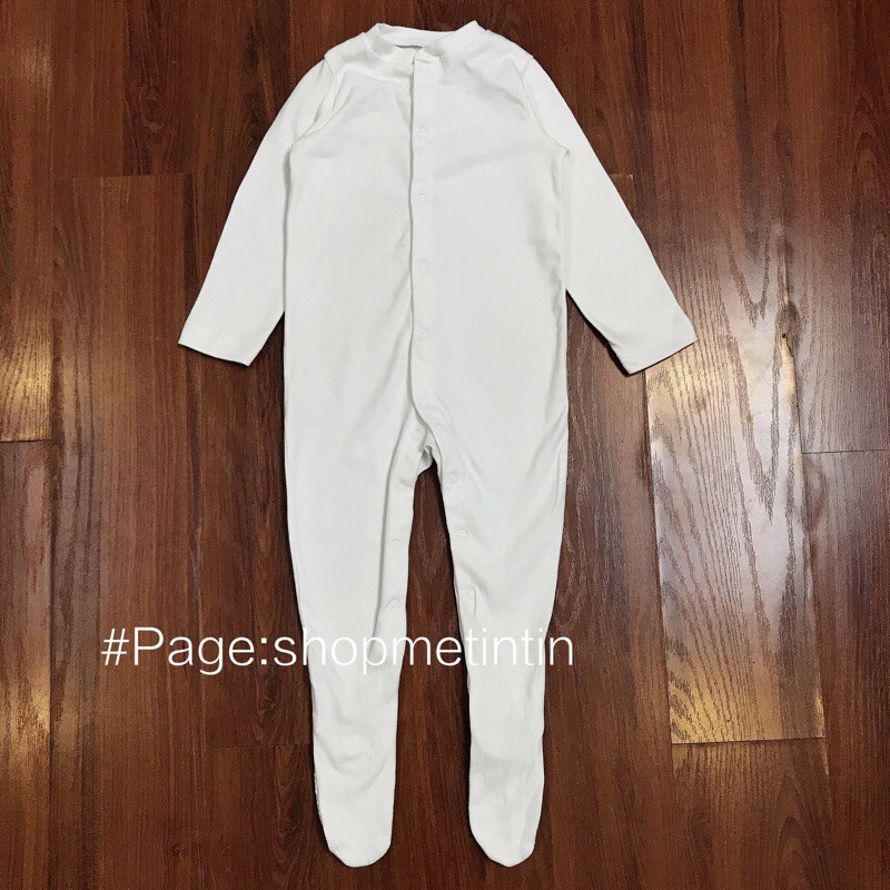 [Hàng lỗi] Body liền tất cotton trắng trơn cho bé (6m,18m,24m)