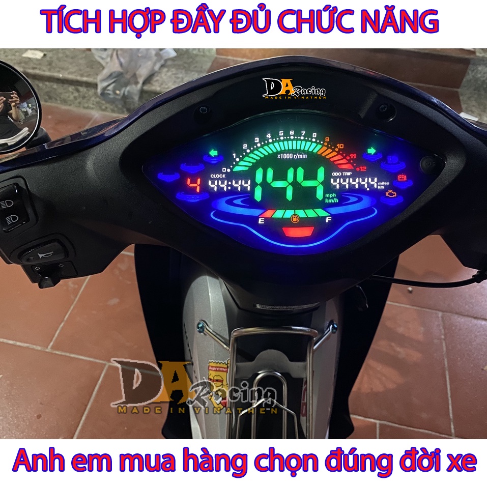 [Có Video]Đồng hồ điện tử 2022 PLUS gắn Wave Alpha, Wave S , Wave RS , Wave 50cc Full LED LCD-DAracing